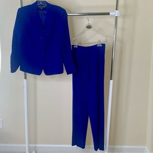 Royal Blue Wool Kasper Pant Suit